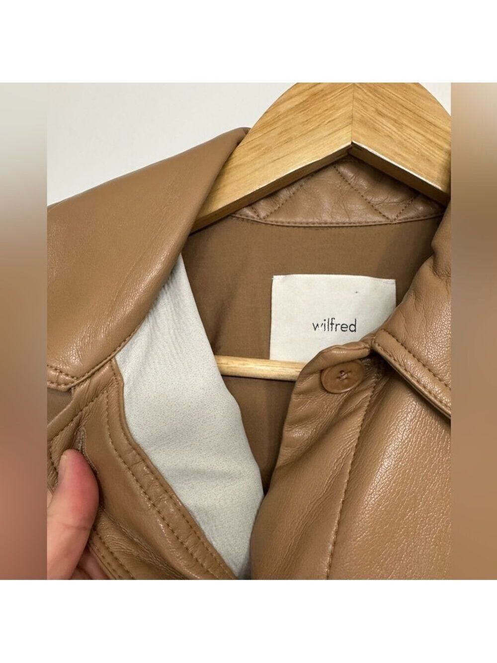 Wilfred Aritzia Camel Faux Leather Shacket XS - Picture 5 of 12